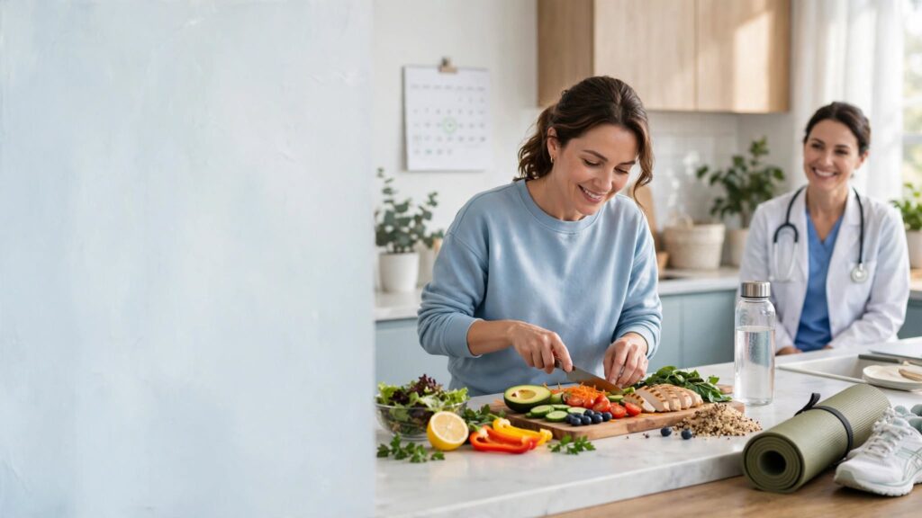 Woman following healthy lifestyle habits to support cancer prevention